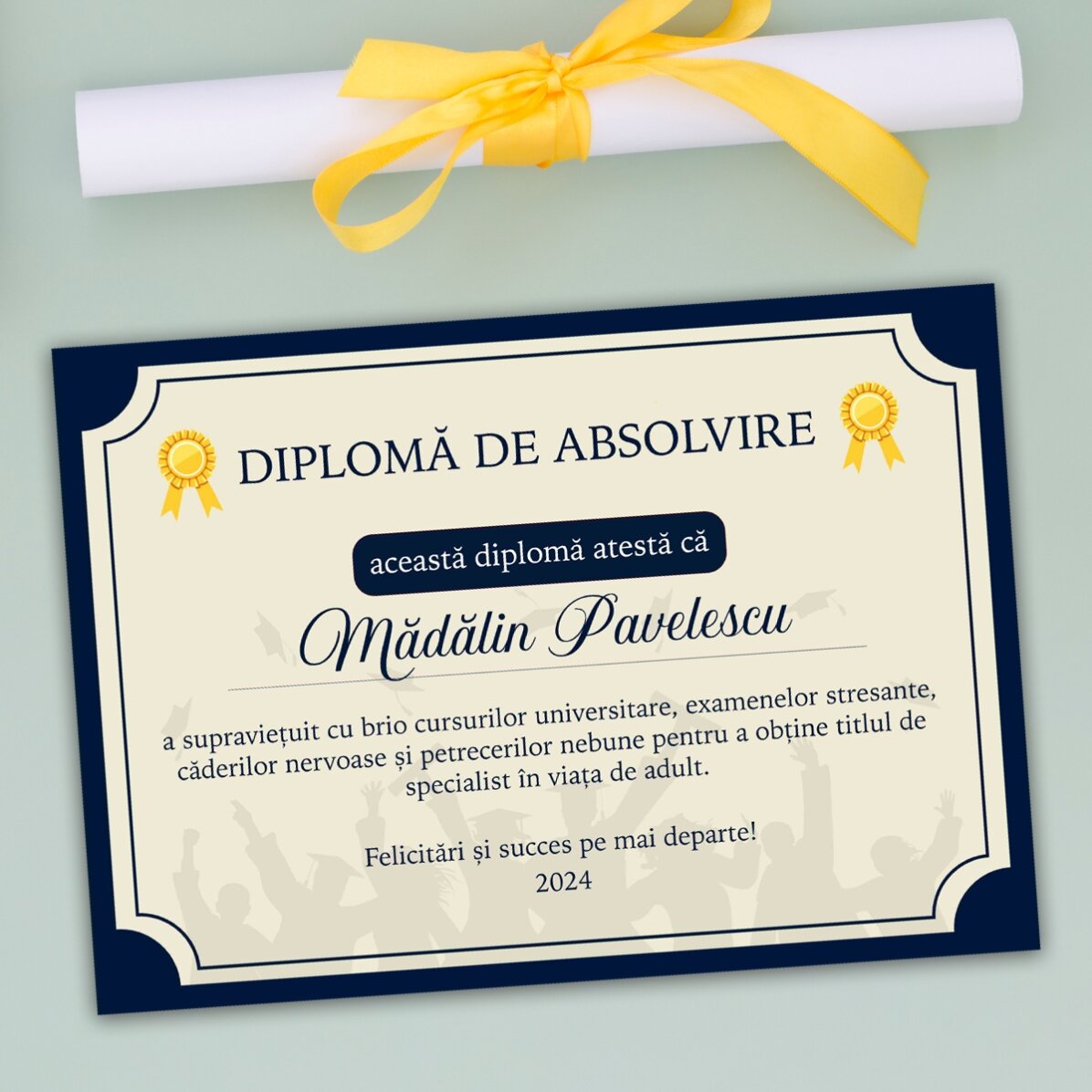 Diplôme personnalisé avec texte - La vie d