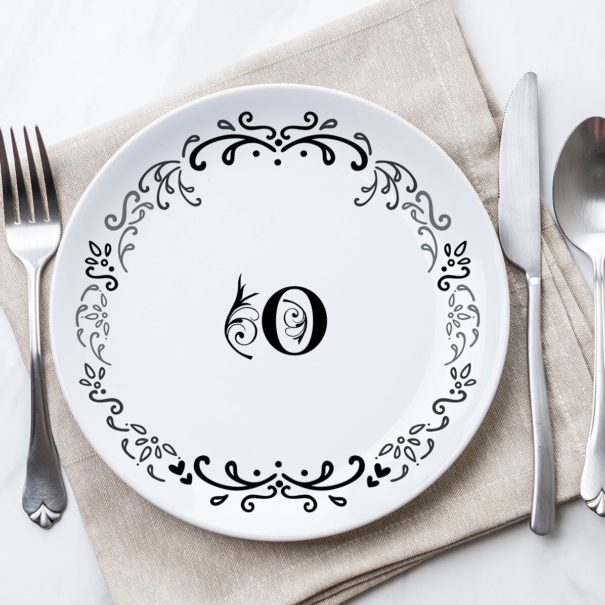 Assiette personnalisée avec une initiale - Monogramme