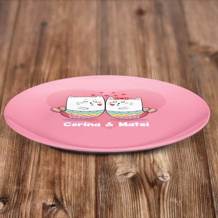 Assiette personnalisée avec inscription - Love cats