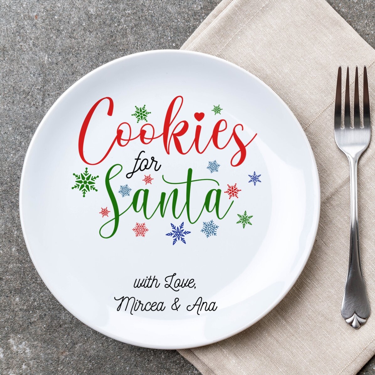 Assiette personnalisée avec inscription - Cookies pour le Père Noël