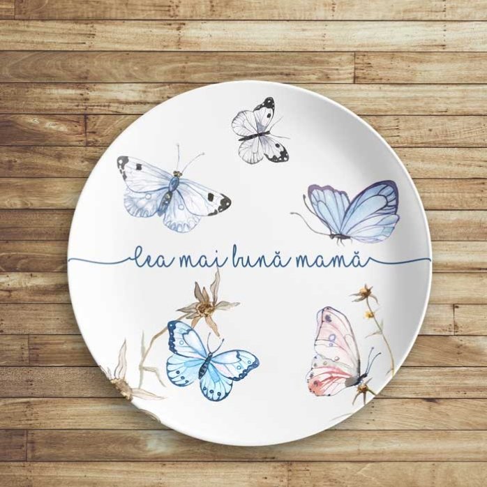Assiette personnalisée avec inscription - Papillons