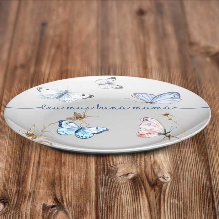 Assiette personnalisée avec inscription - Papillons