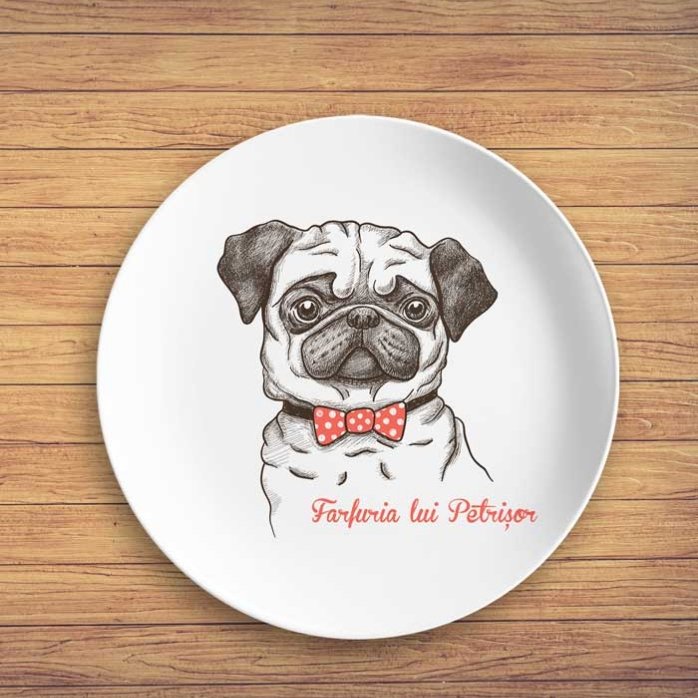 Assiette personnalisée avec inscription - Pug life