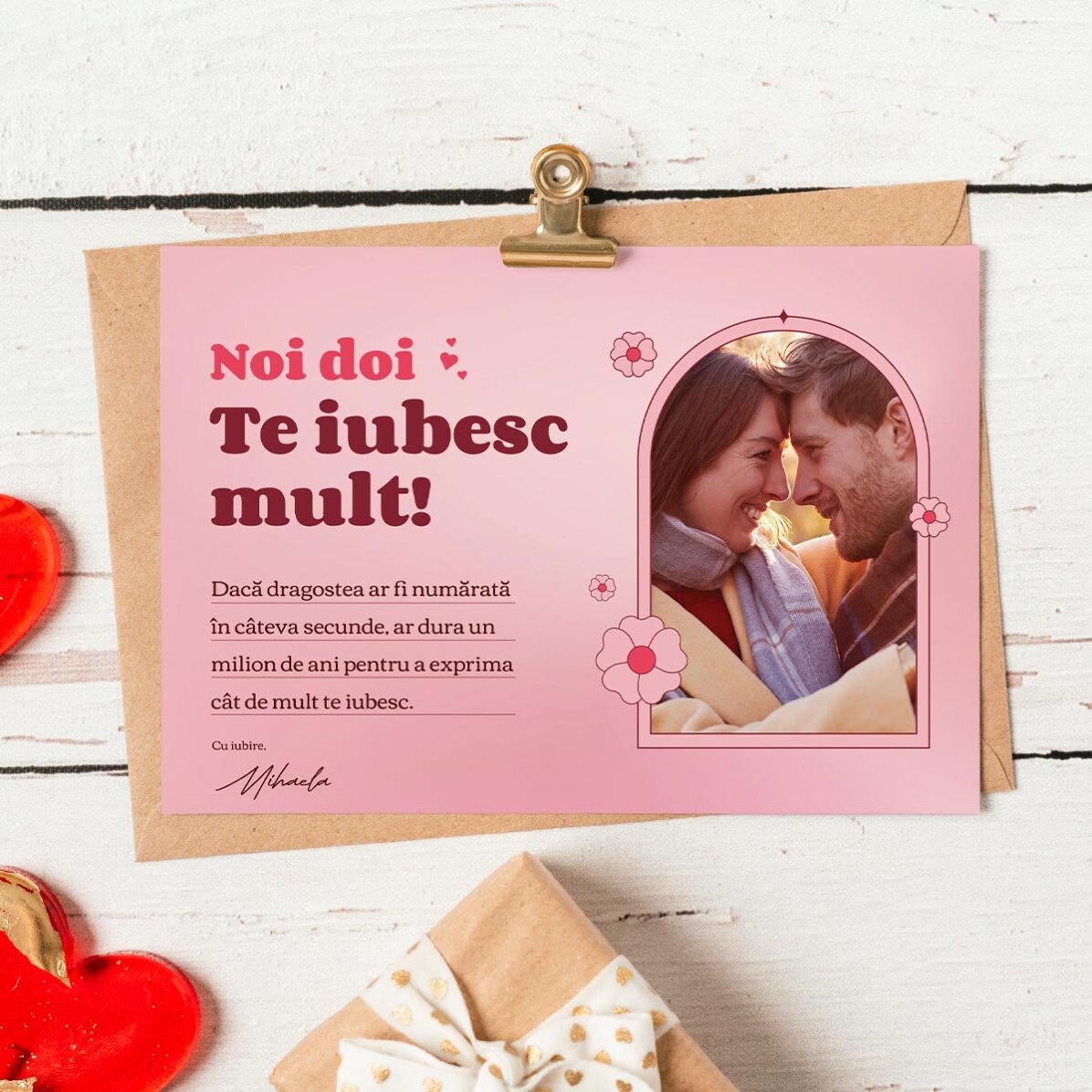 Carte de vœux magnétique personnalisée avec une photo et un message d