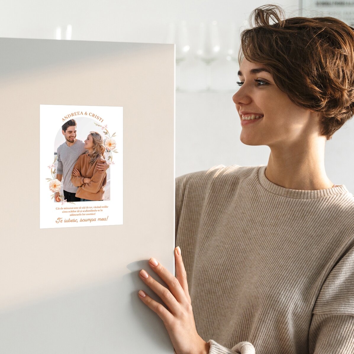 Carte de vœux magnétique personnalisée avec une photo et un texte - Message pour son petit ami/sa pe