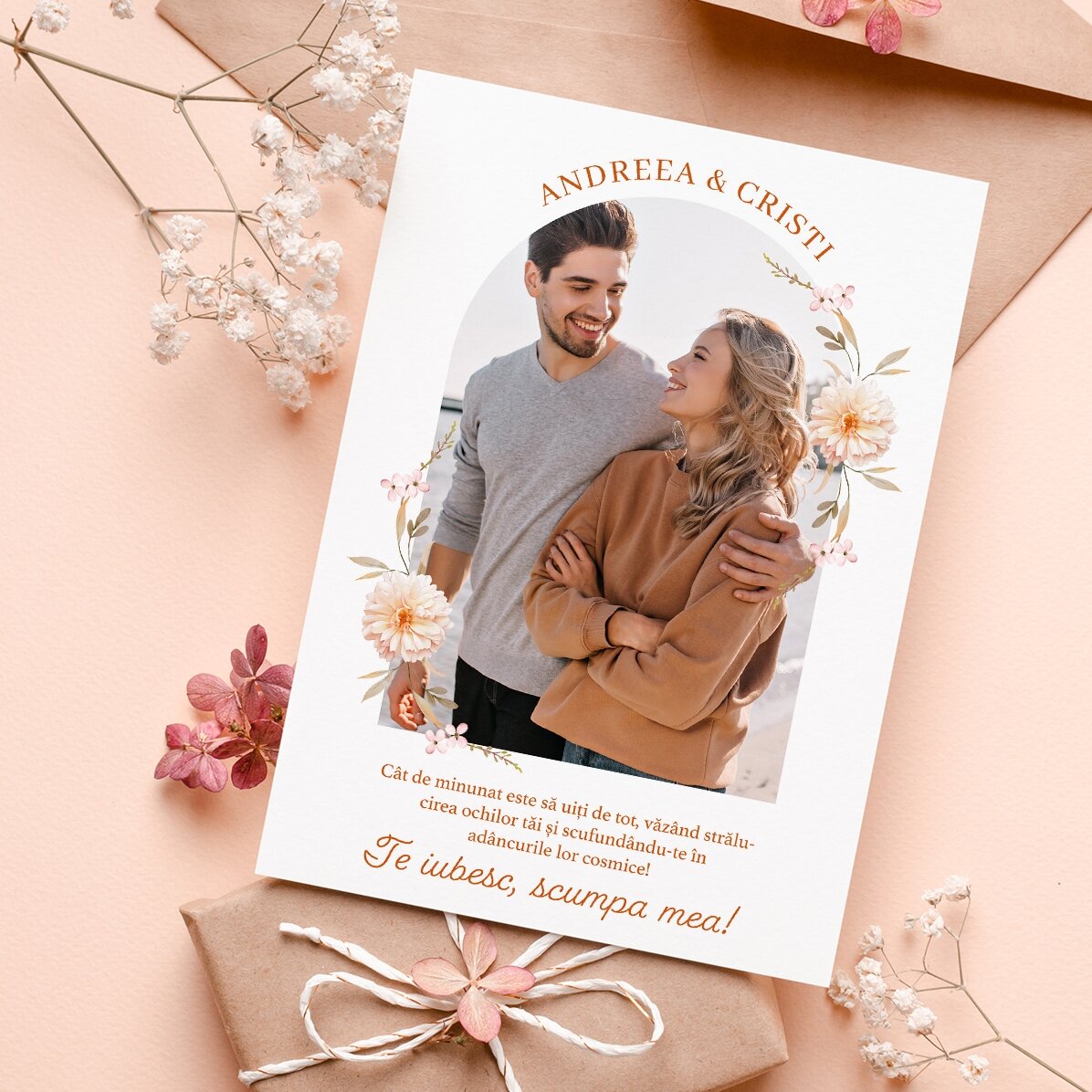 Carte de vœux magnétique personnalisée avec une photo et un texte - Message pour son petit ami/sa pe
