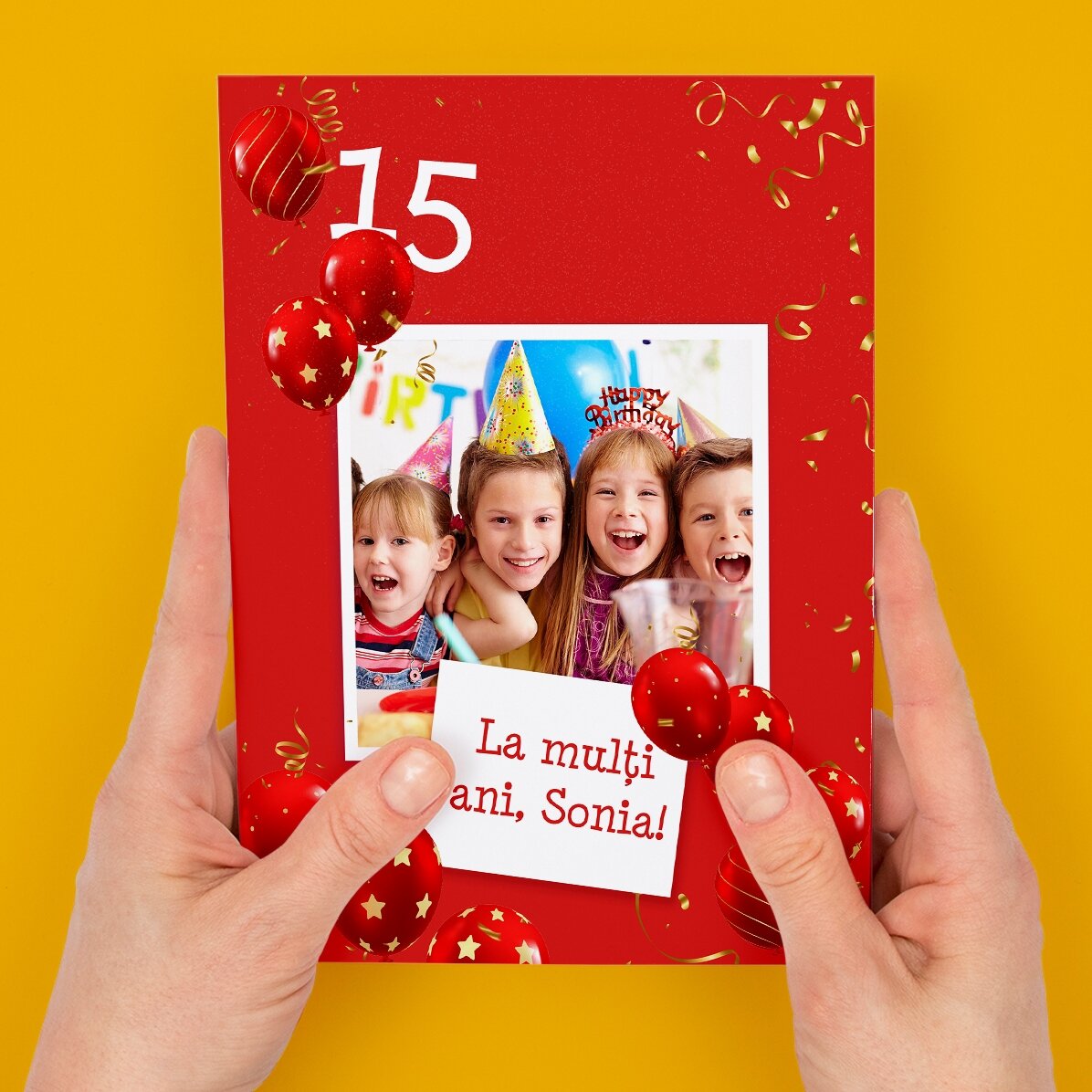 Carte de vœux magnétique personnalisée avec une photo et un texte pour un anniversaire