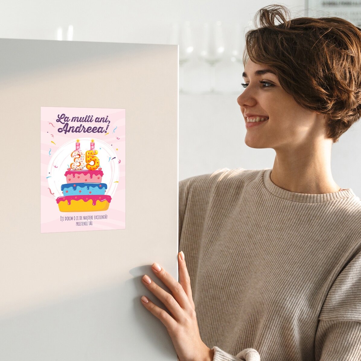 Carte de vœux magnétique personnalisée avec texte et numéro - Gâteau d