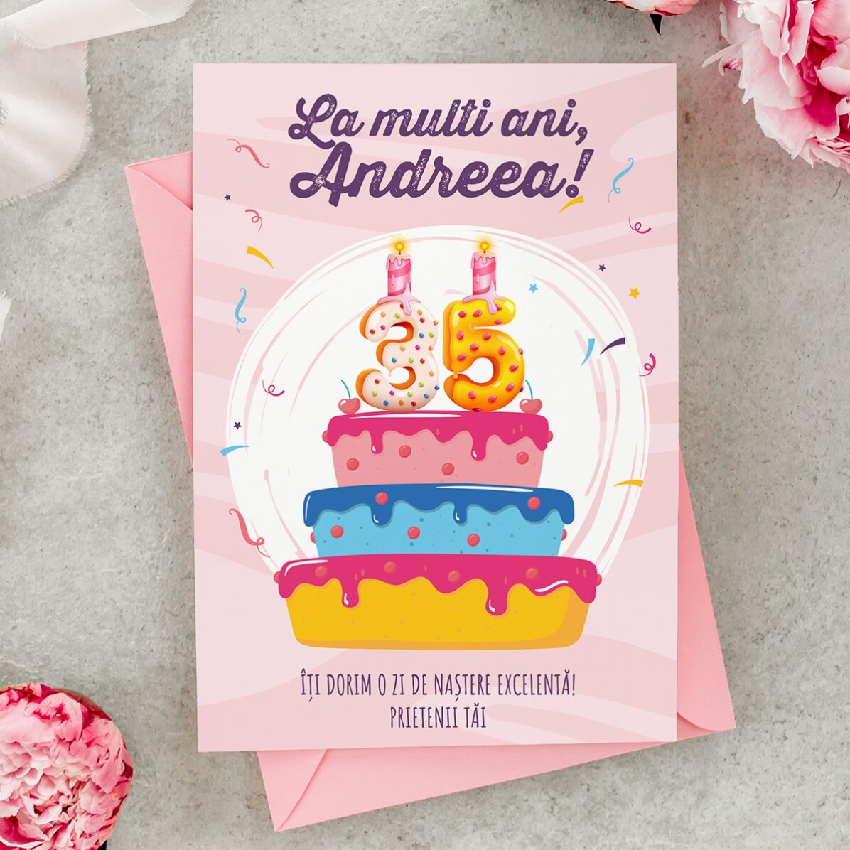 Carte de vœux magnétique personnalisée avec texte et numéro - Gâteau d