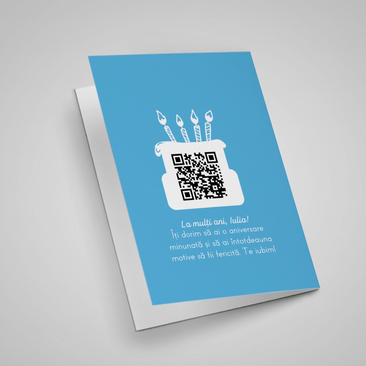 Carte de vœux personnalisée avec photo, texte et code QR - Joyeux anniversaire