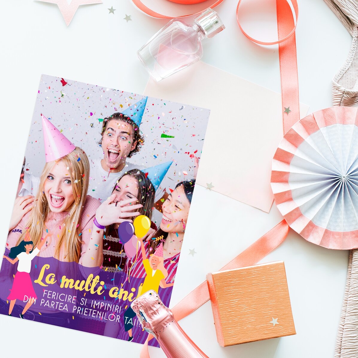 Carte de vœux personnalisée avec photo et texte - Joyeux anniversaire !