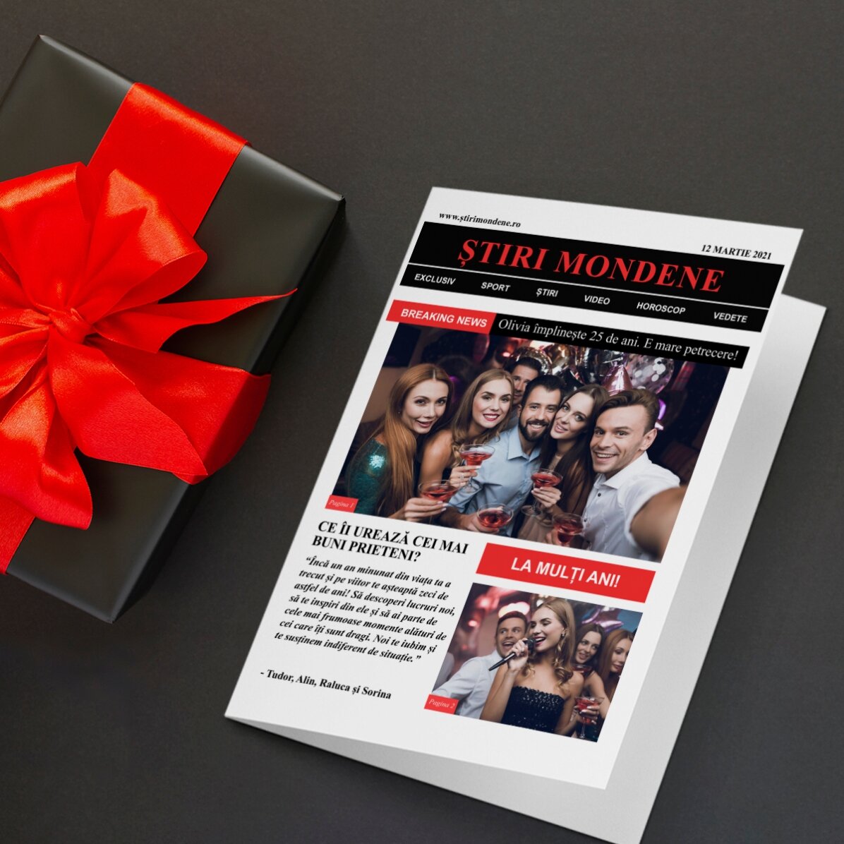 Carte de vœux personnalisée avec photos et texte - Breaking News