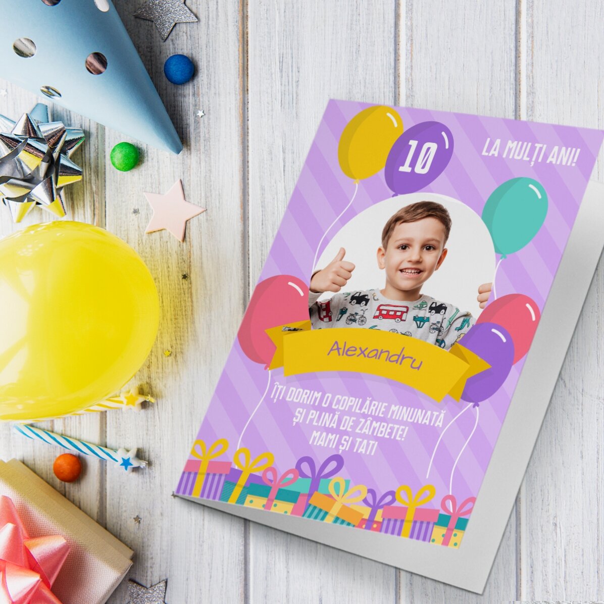 Carte de vœux personnalisée avec photos et texte - Joyeux anniversaire, les enfants !