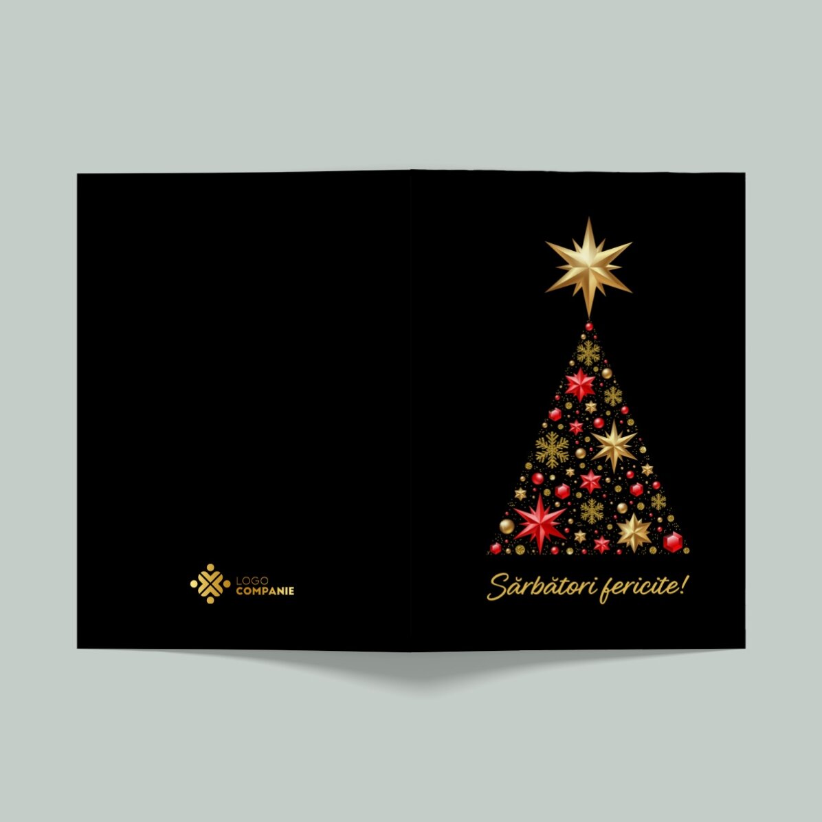 Carte de vœux personnalisée avec logo et message - Sapin de Noël doré