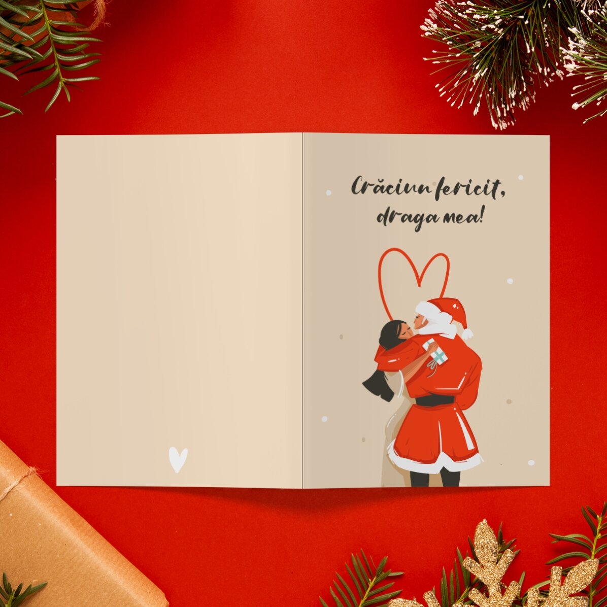 Carte de vœux personnalisée avec un message de Noël pour un couple