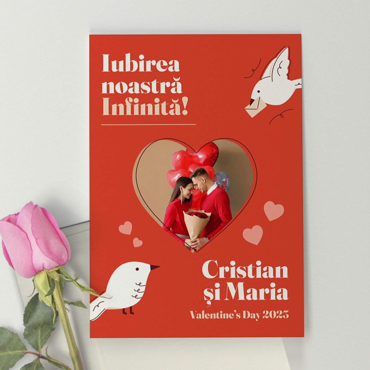 Carte de vœux personnalisée avec photo et message - Notre amour infini