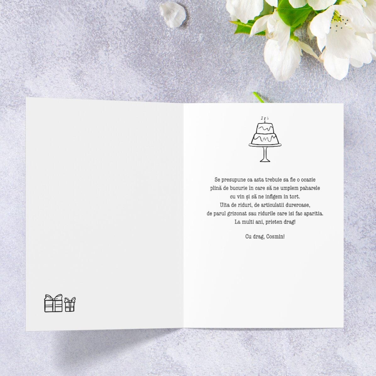 Carte de vœux personnalisée avec texte - ON A UN GÂTEAU !