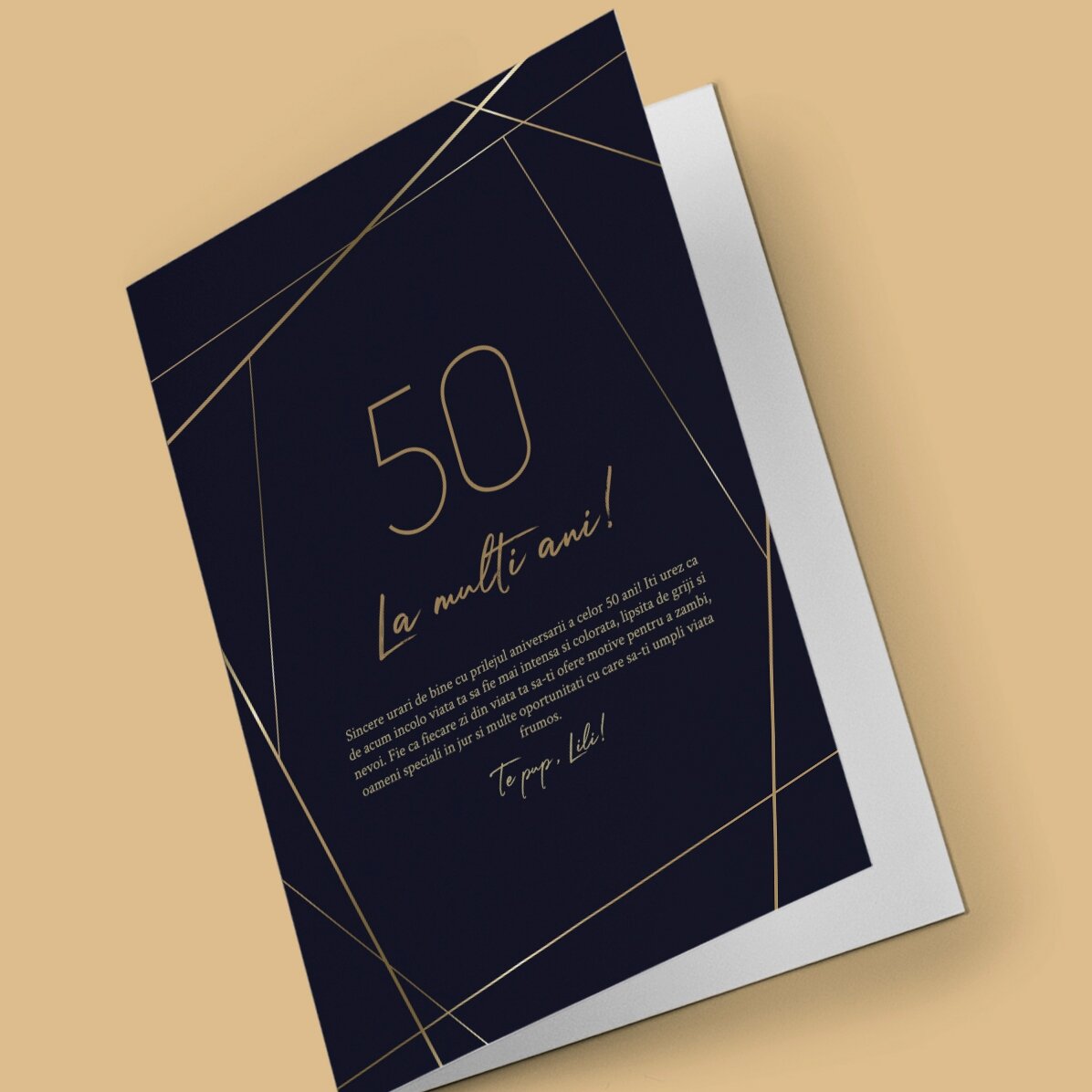 Carte de vœux personnalisée avec texte - Golden 50