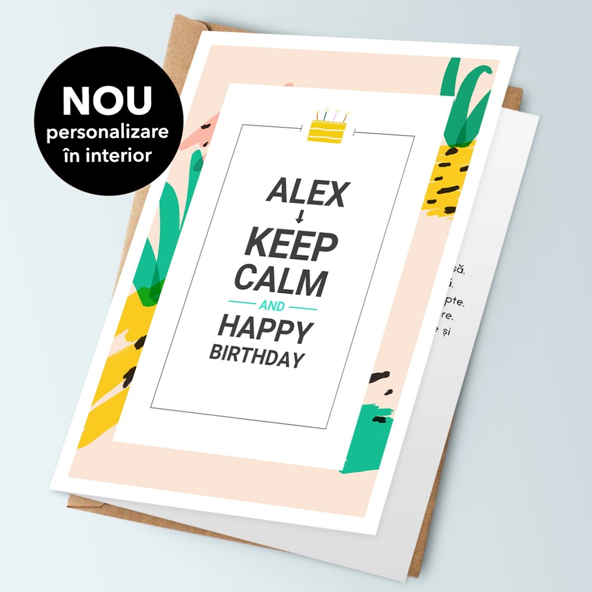 Carte de vœux personnalisée avec texte - KEEP CALM and happy birthday