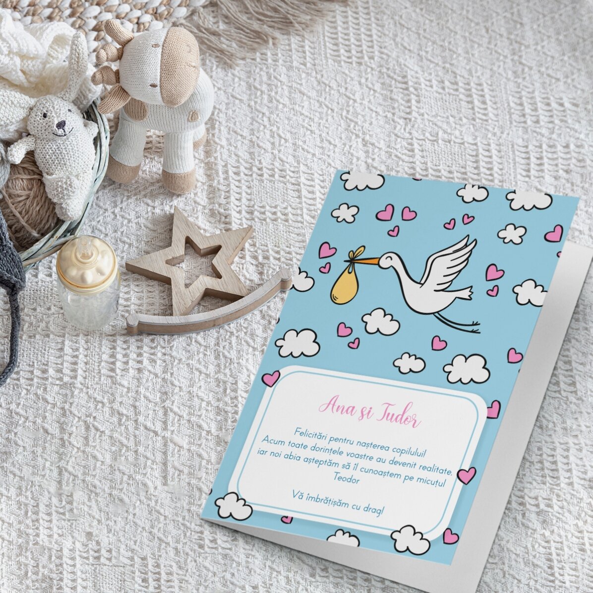 Carte de vœux personnalisée avec texte - New Baby
