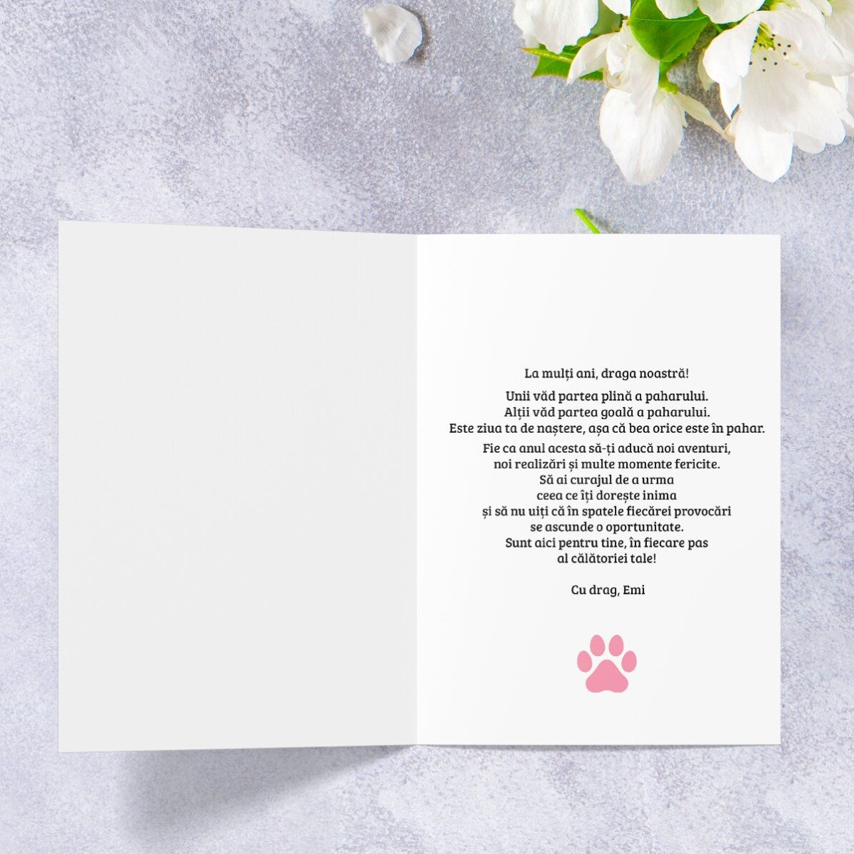 Carte de vœux personnalisée avec texte - Lettre de Meow
