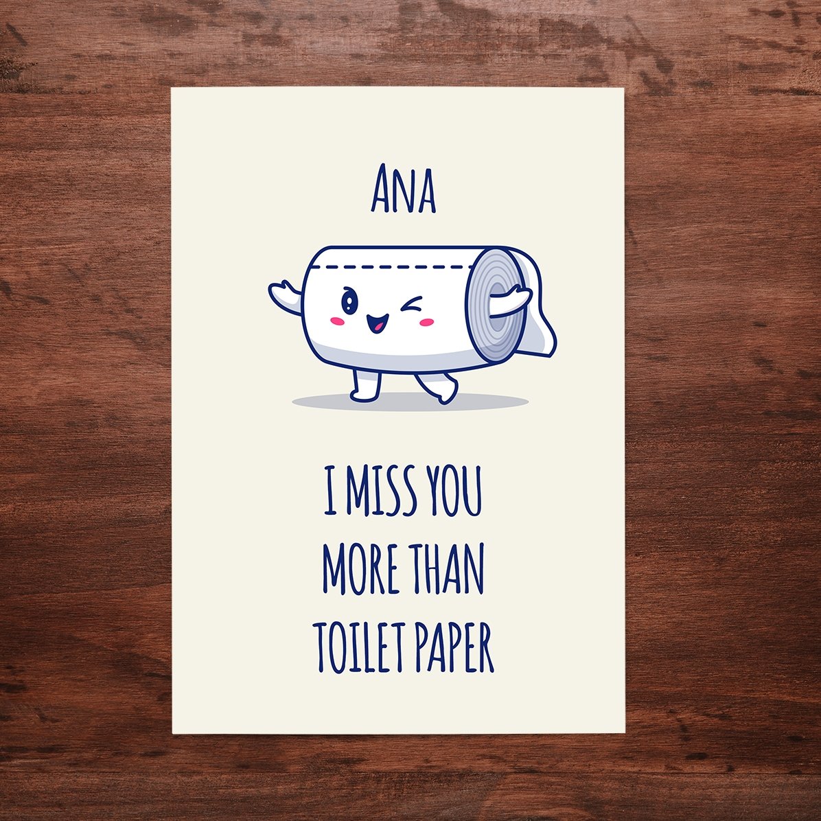 Carte de vœux personnalisée avec texte - Papier toilette