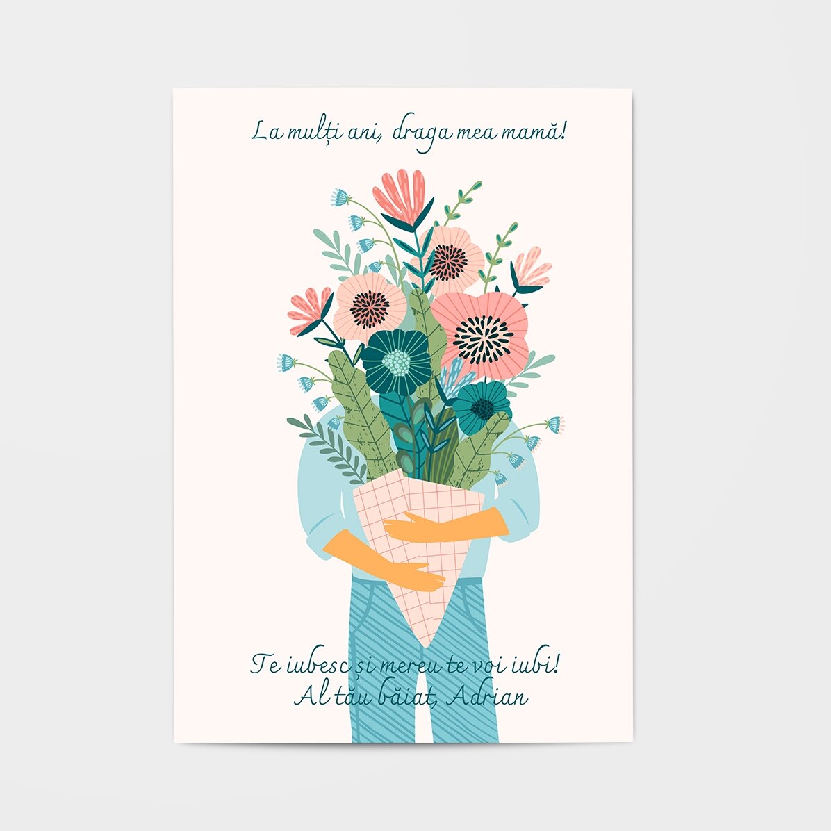 Carte de vœux personnalisée avec texte - Un bouquet d