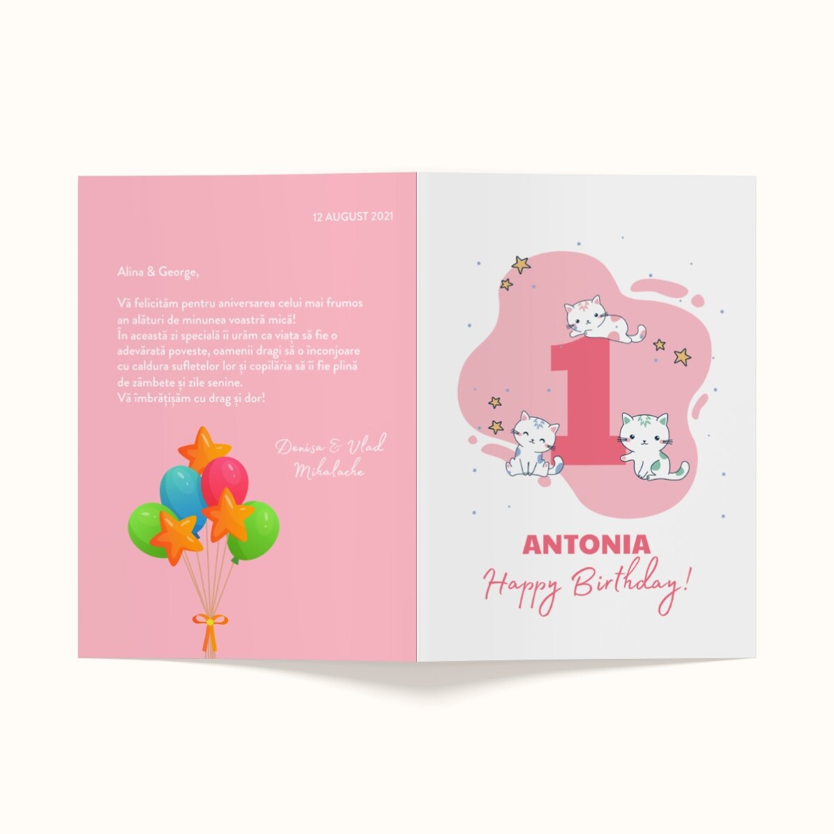 Carte de vœux personnalisée, recto-verso avec texte - Anniversaire d