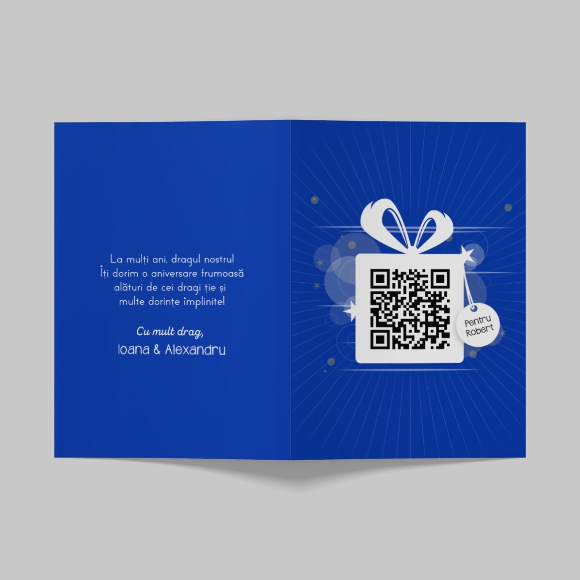 Carte de vœux personnalisée avec texte et code QR - Joyeux anniversaire