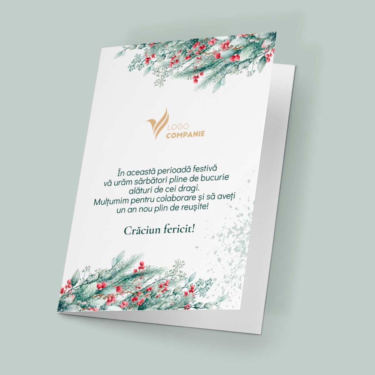 Carte de vœux personnalisée, recto-verso, avec texte et logo - Joyeux Noël !