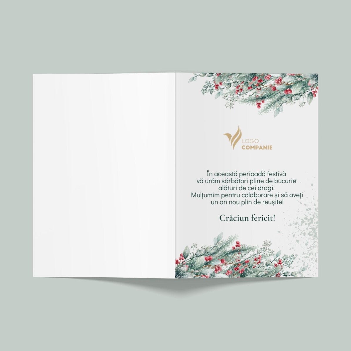 Carte de vœux personnalisée, recto-verso, avec texte et logo - Joyeux Noël !