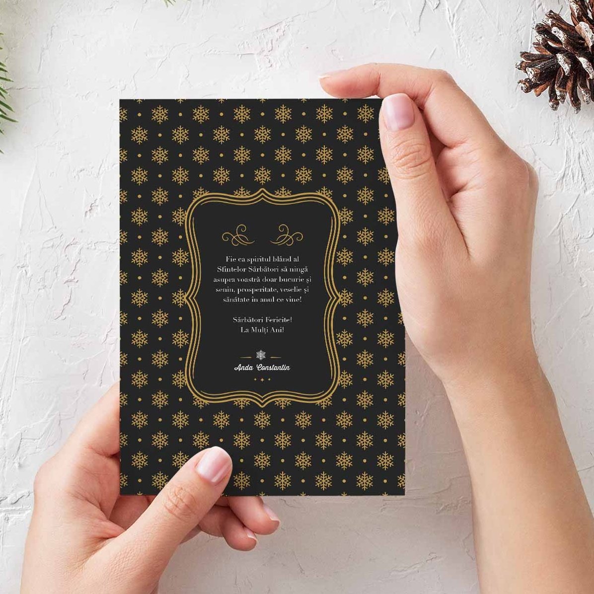 Carte de vœux personnalisée - Modèle « Flocons de neige »