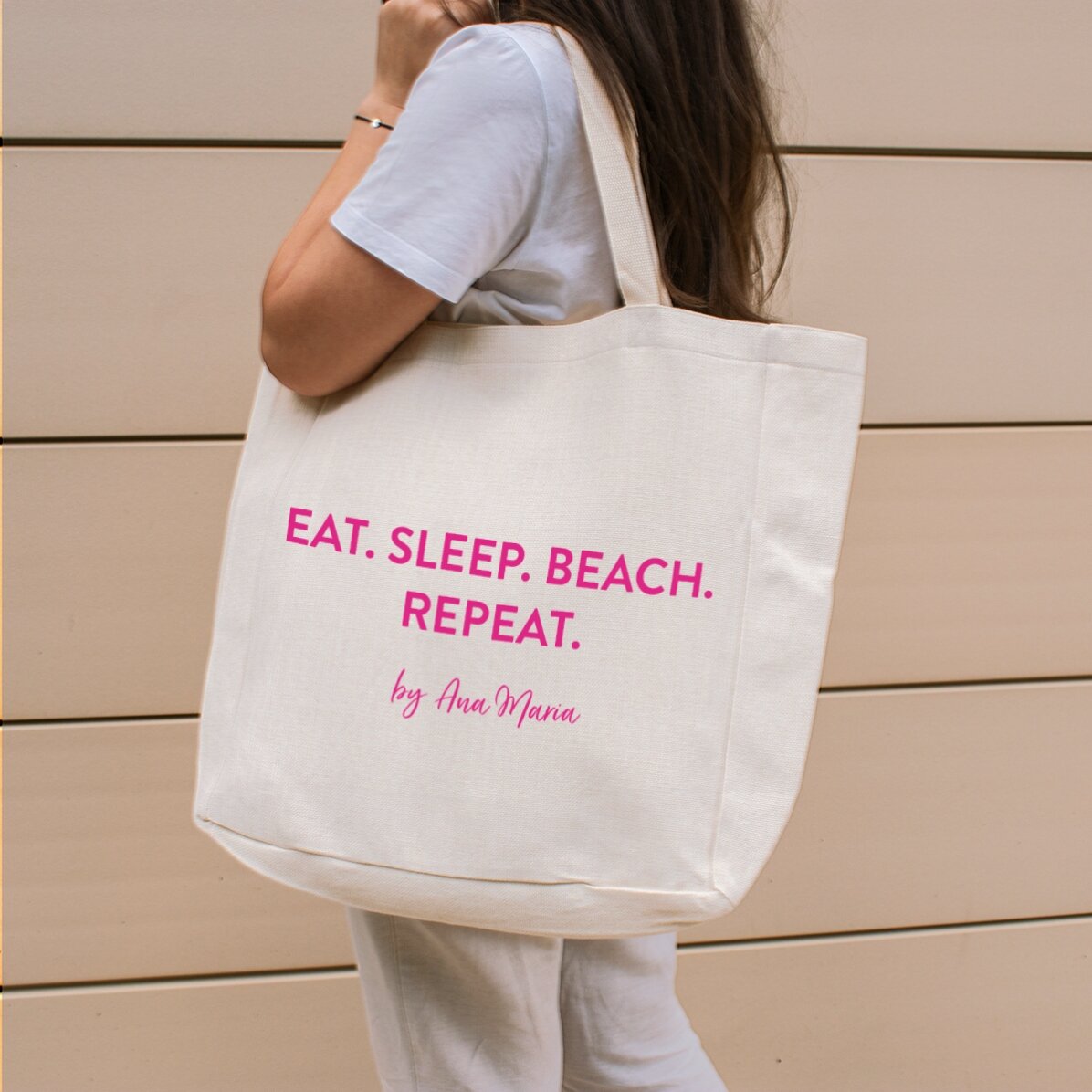 Sac de plage personnalisé avec inscription - Beach. Repeat