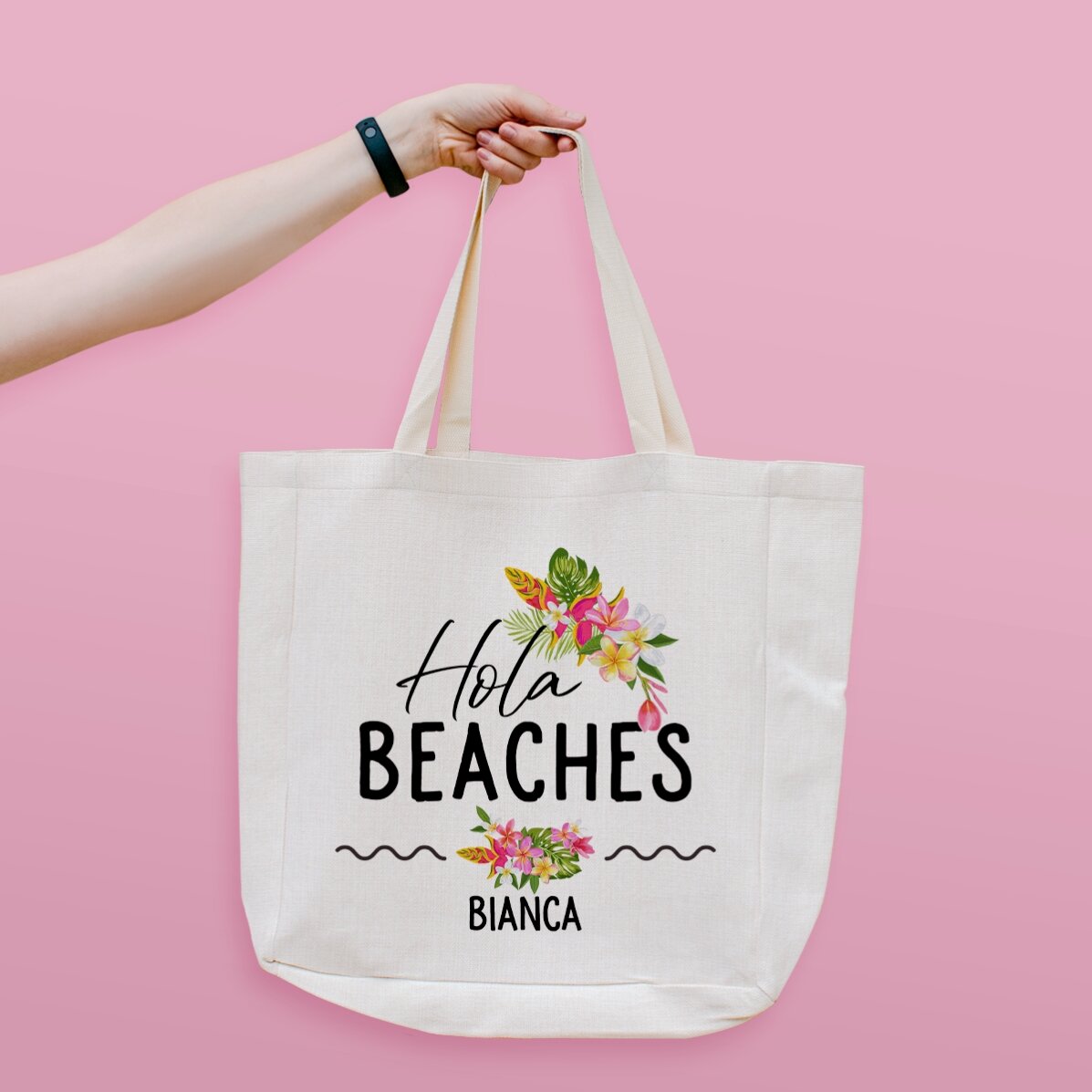 Sac de plage personnalisé avec inscription - Hola Beaches