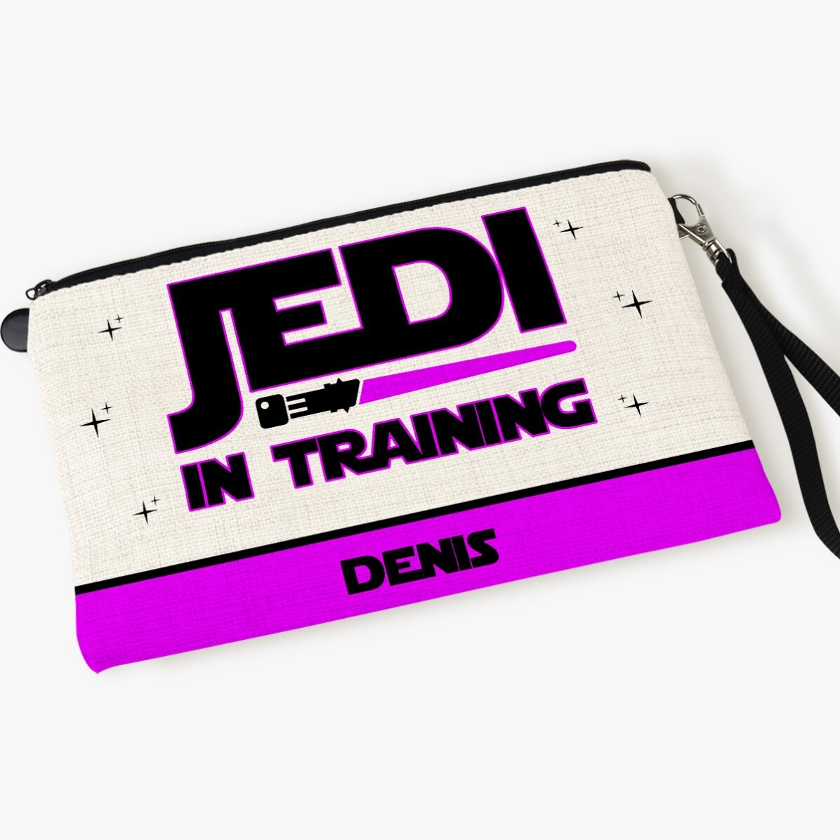 Petite trousse à accessoires personnalisée avec un prénom - Jedi en formation