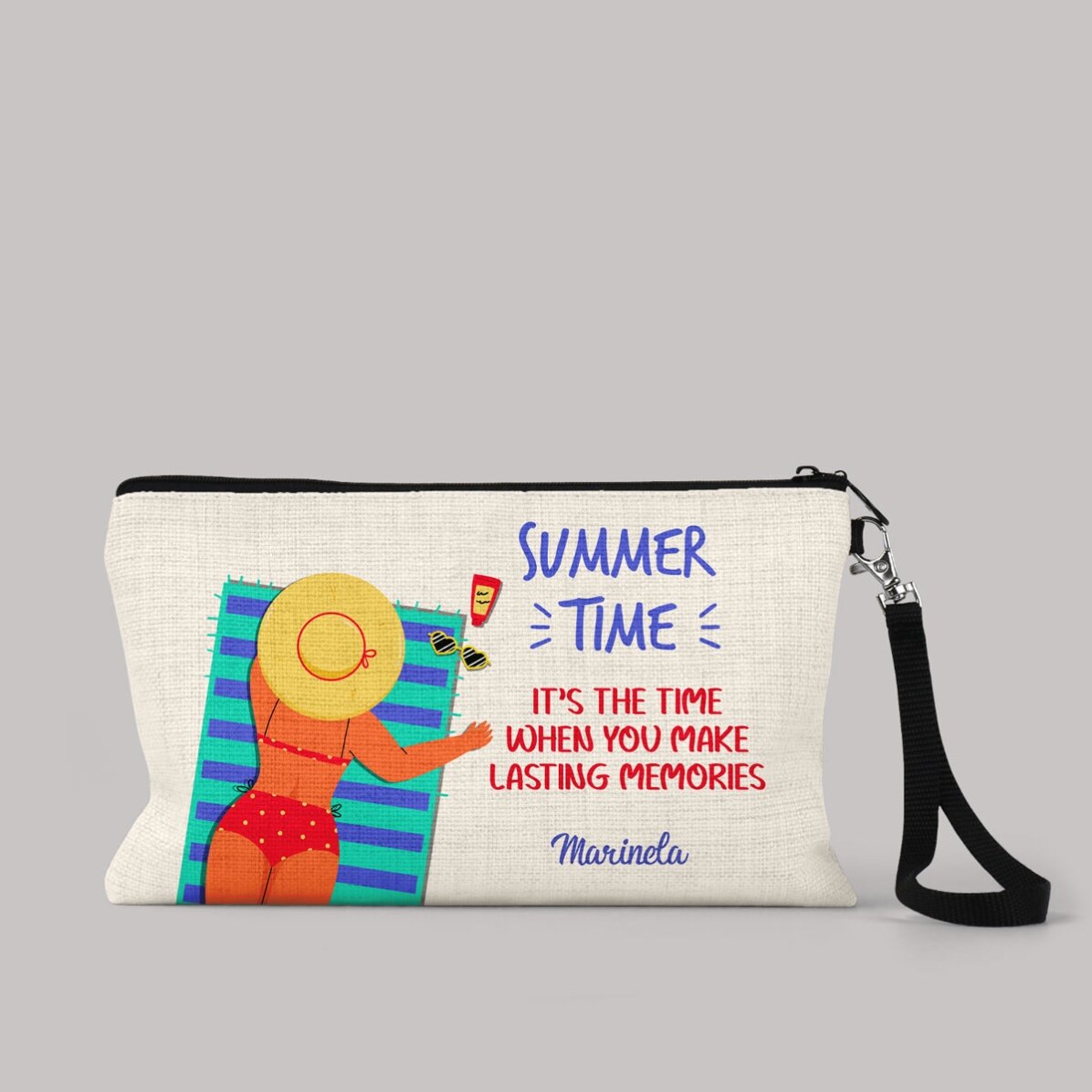 Petite pochette pour accessoires personnalisée avec un texte - On the beach