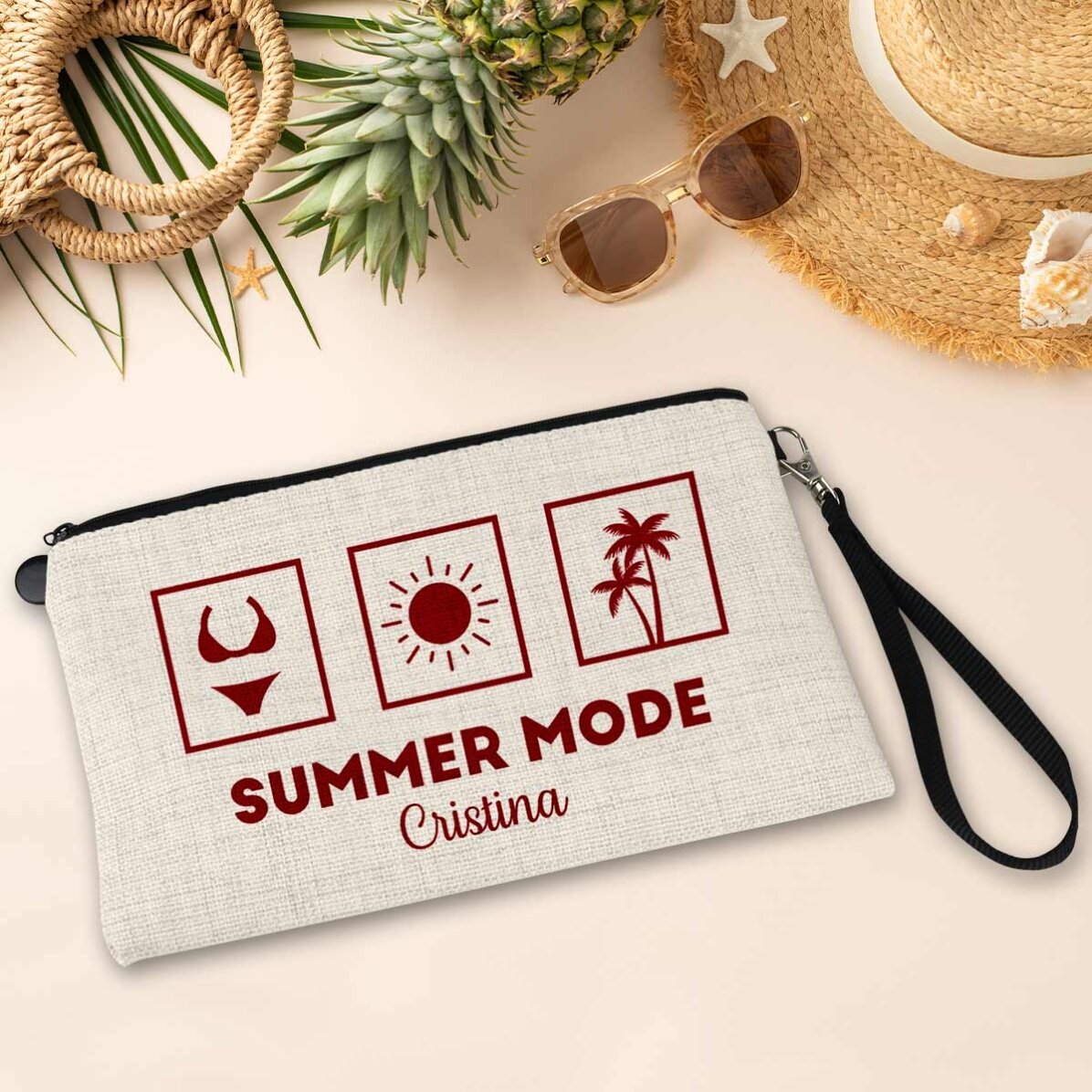 Petite pochette pour accessoires personnalisée avec un texte - Summer Mode
