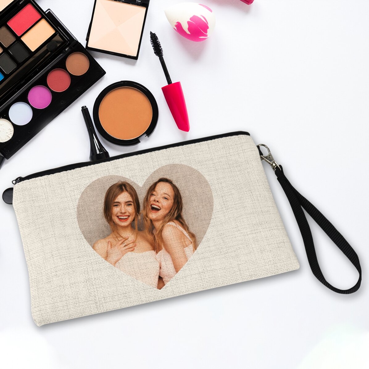 Trousse à maquillage personnalisée avec une photo - Heart