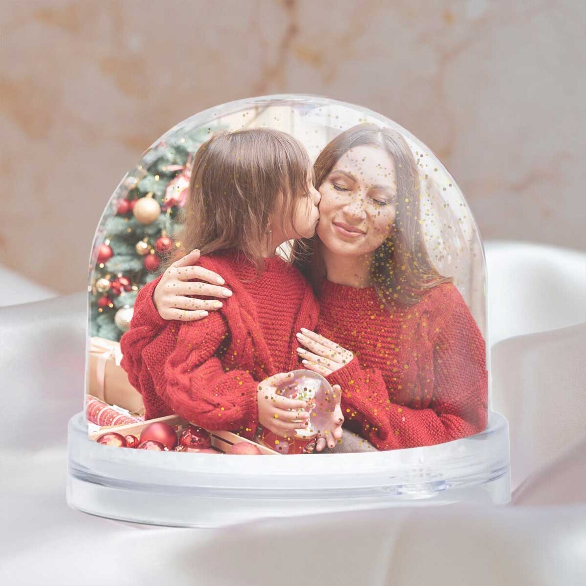 Boule de Noël de bureau personnalisée avec un message et une photo - Joyeux Noël !