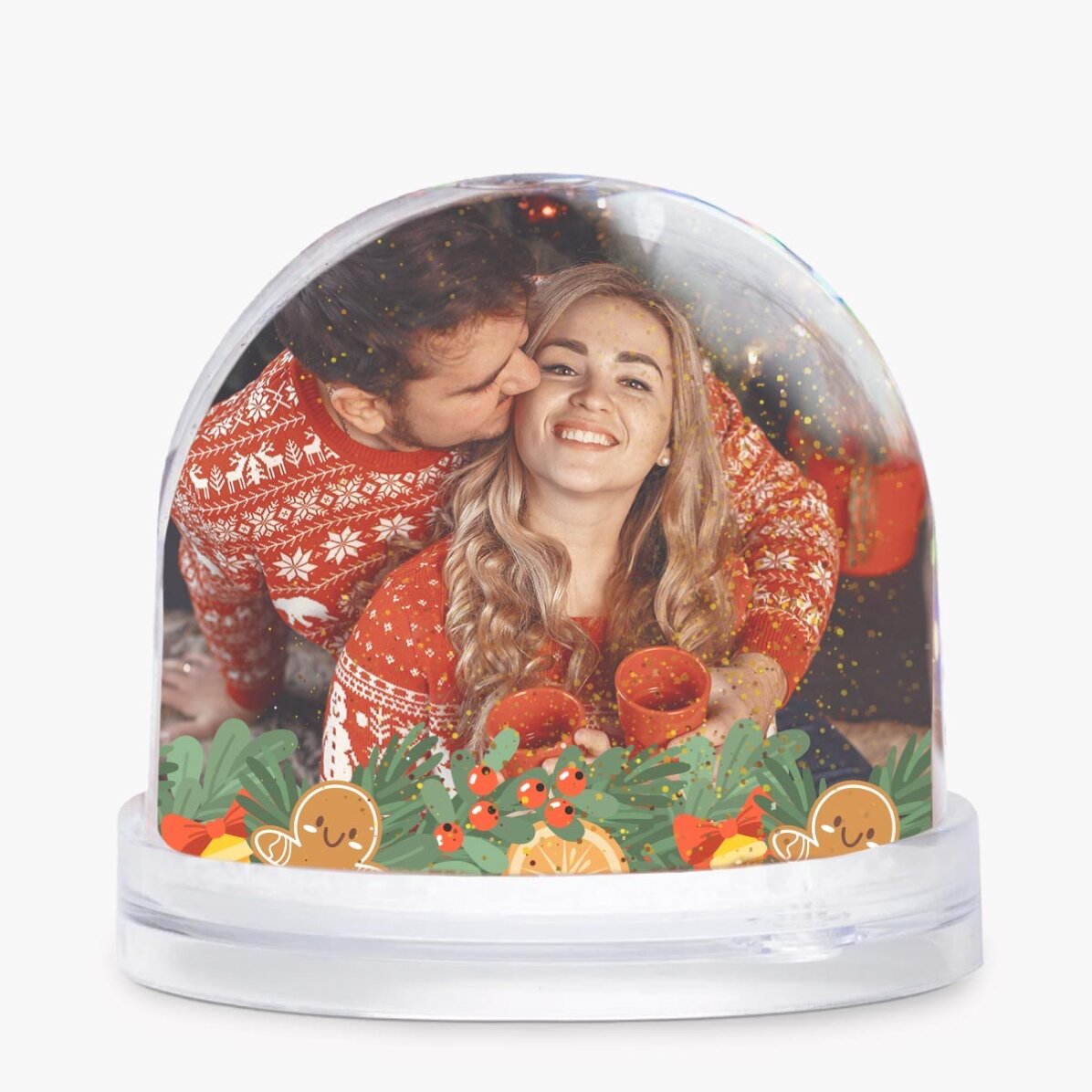 Boule de Noël de bureau personnalisée avec un message et une photo - Premier Noël