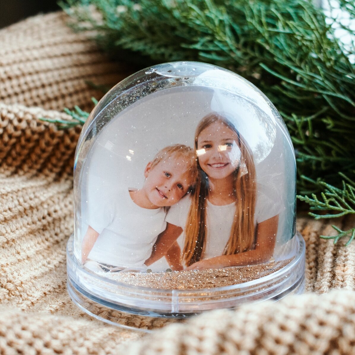 Boule de Noël de bureau personnalisée avec photo et texte - La magie de Noël