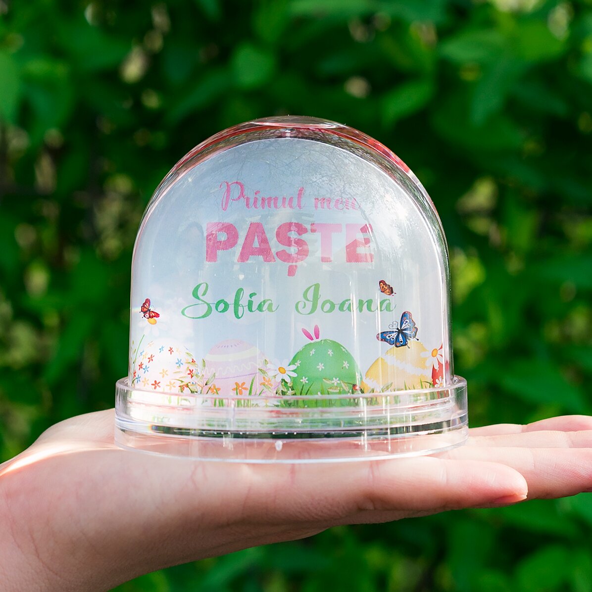Globe de bureau personnalisé avec photo et texte - Ma première Pâques