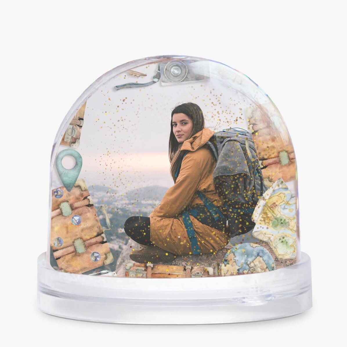 Globe de bureau personnalisé avec photo et texte - World explorer