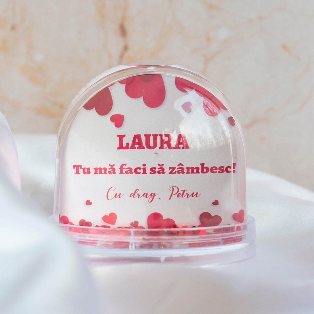 Globe de bureau personnalisé avec photo et texte - « You make me smile »