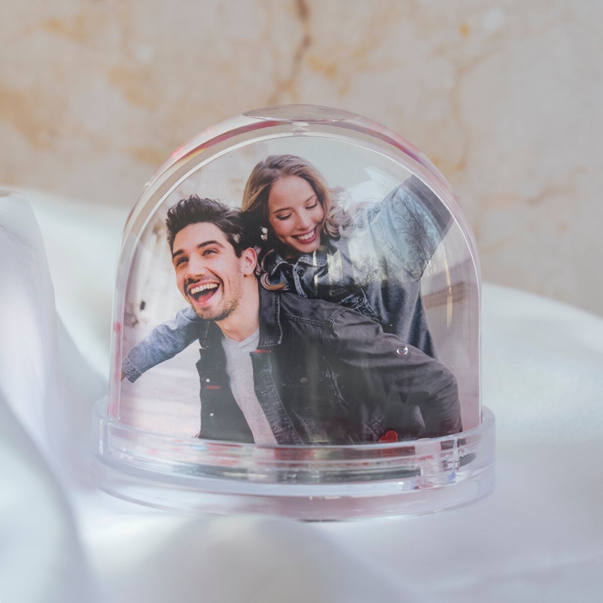 Globe de bureau personnalisé avec photo et texte - « You make me smile »