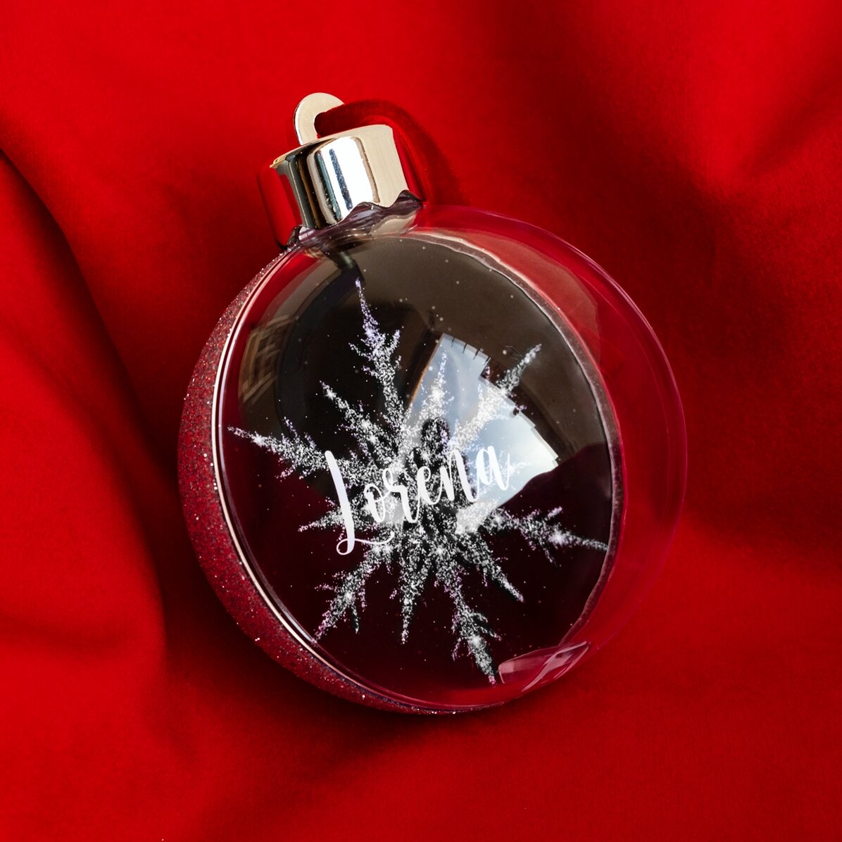 Boule de Noël personnalisée avec votre nom - Silver Snowflake