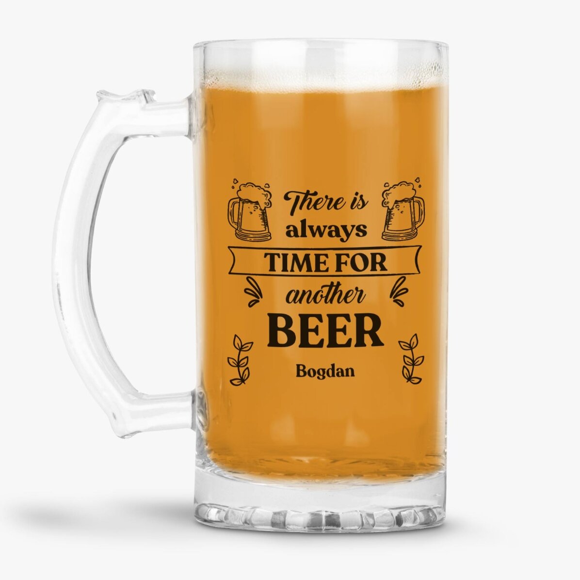 Chope à bière personnalisée avec un message - Time for Beer
