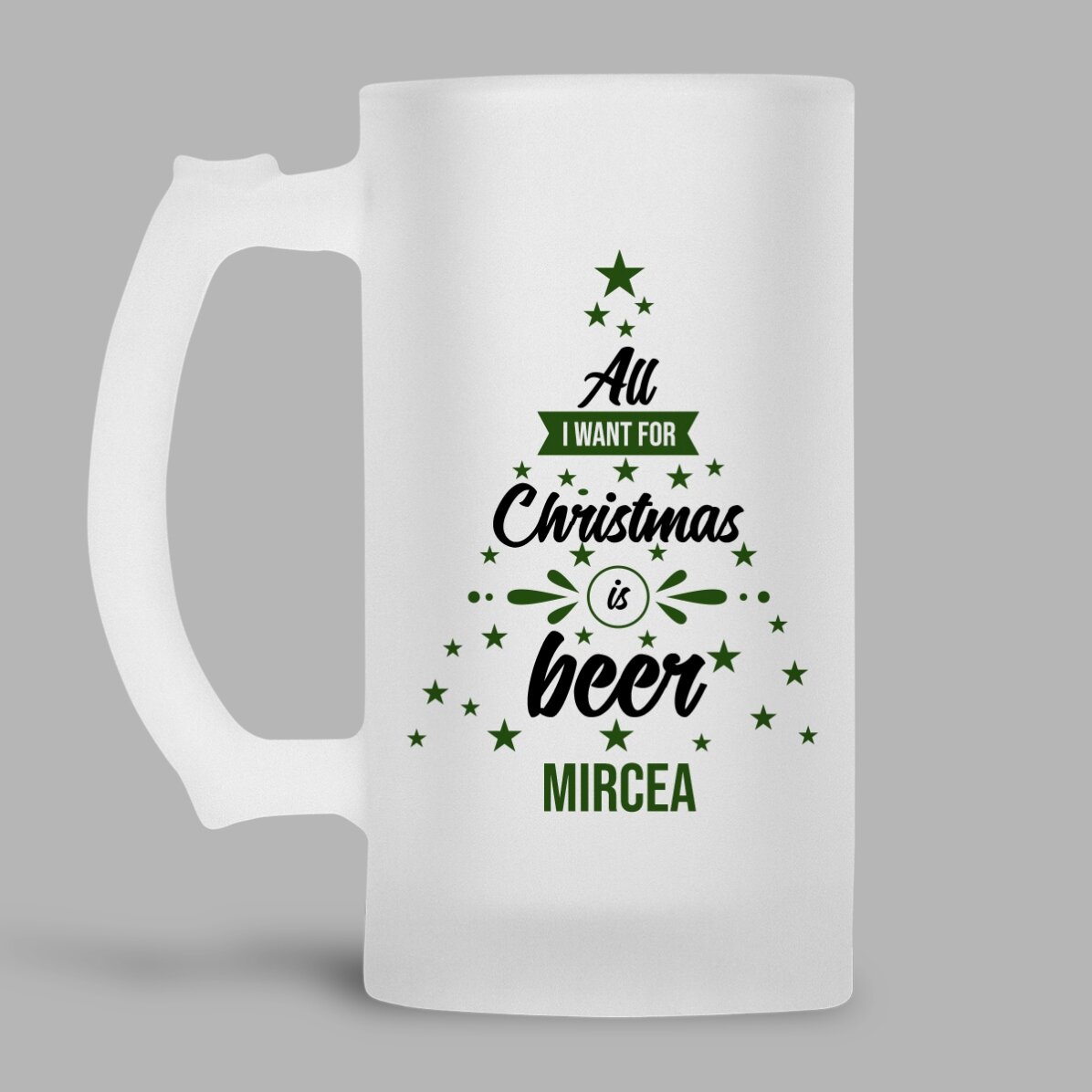 Chope à bière personnalisée avec inscription - « All I want for Christmas »