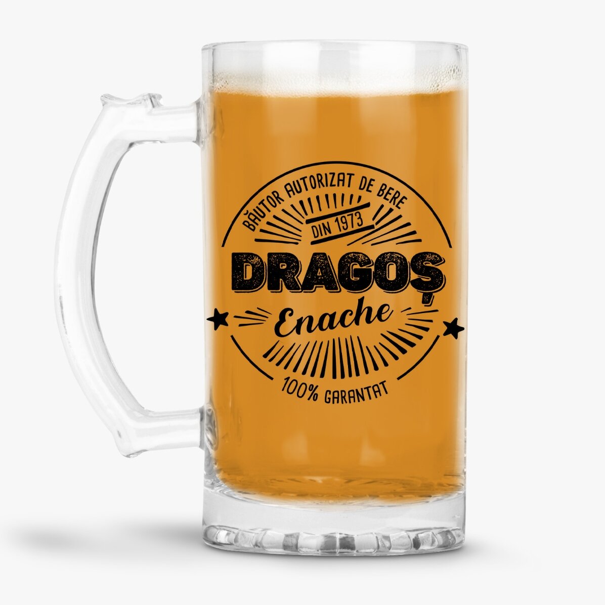 Chope à bière personnalisée avec inscription - « Buveur de bière agréé »