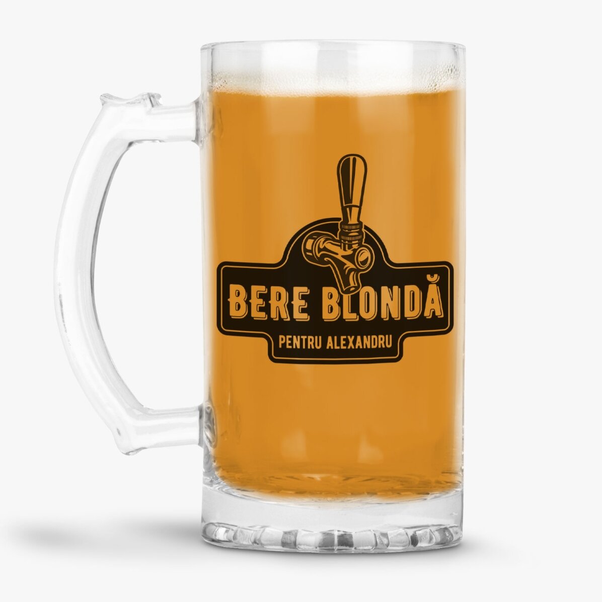 Chope à bière personnalisée avec inscription - Bière blonde